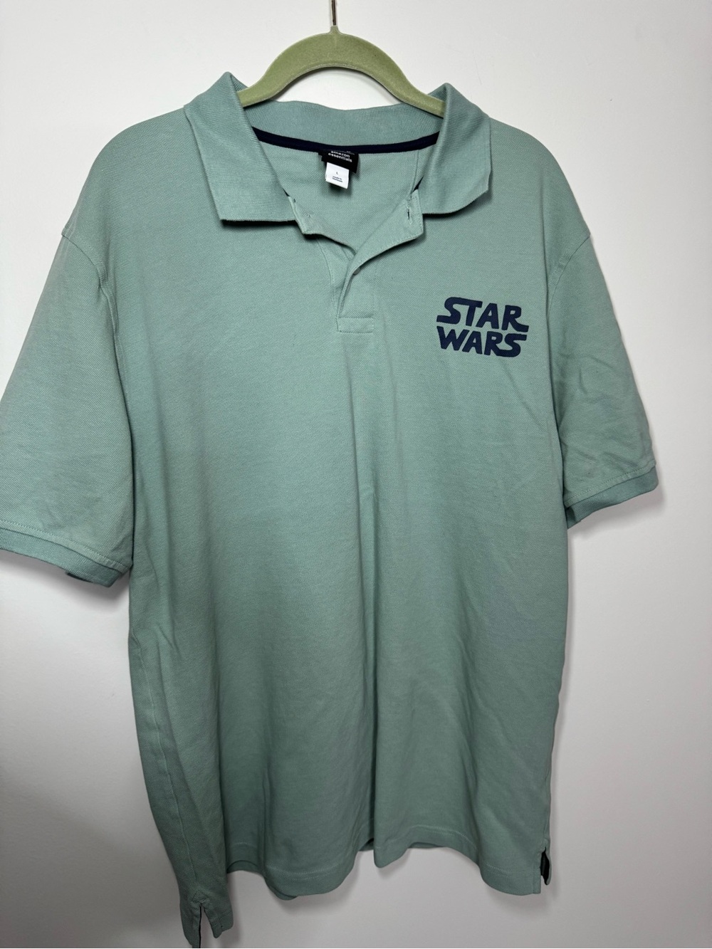 Pre Loved Star Wars Amazon Essentials Mint Green Polo Shirt Mens Size Large FLAW